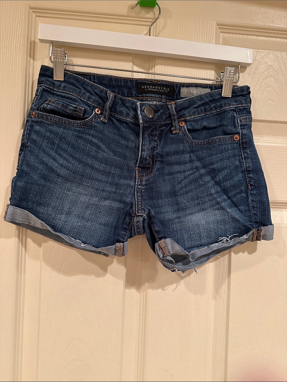 Aeropostale Women's Indigo Rolled Hem Denim Shorts
